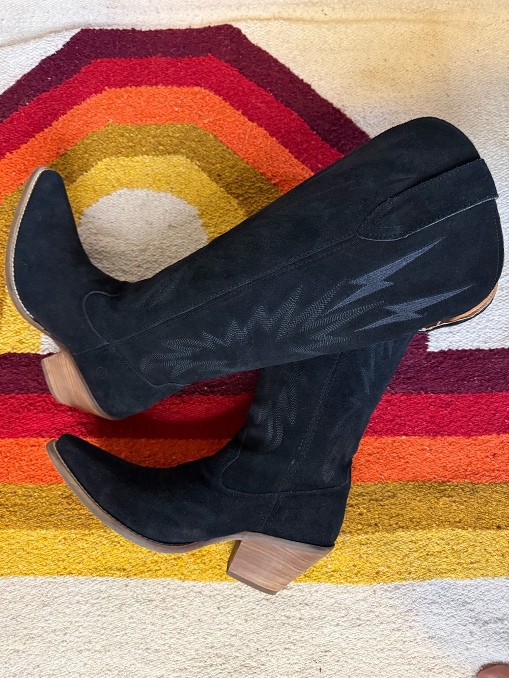 dingo Thunder Road Black Suede Knee-High Western Boots for Women